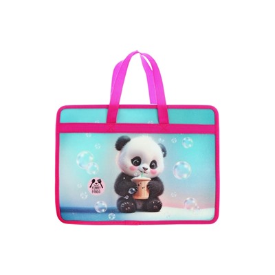 Папка с ручками А4, 100x250x340 мм, deVENTE "Yummy Panda", пластик, ручки-текстиль, для деовчки