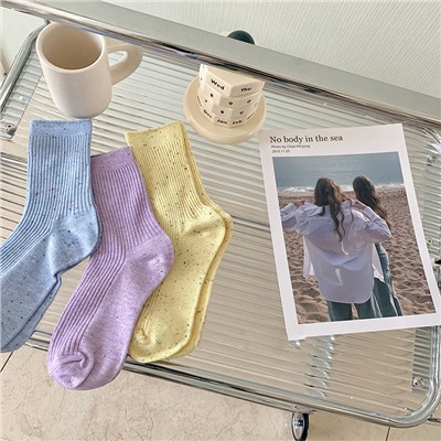 Cute brand starry sky, thin colored knee socks for men and women, mid-length