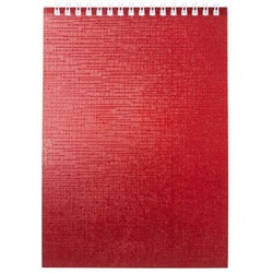 Блокнот на спирали А5 80л клетка "Бумвинил METALLIC Красный" (066849) Хатбер