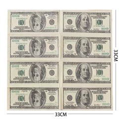 Салфетки сервировочные "ПАЧКА ДОЛЛАРОВ" 3 слоя, 10 штук, 33х33 см.