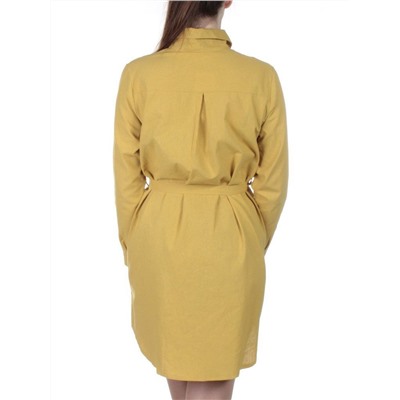 803 YELLOW Платье хлопковое с воротником Fashion