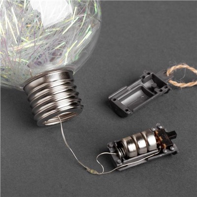 Набор ёлочных шаров «Мишура цветная тёплая», 3 шт, d=8 см, 5 LED, от батареек, свечение белое