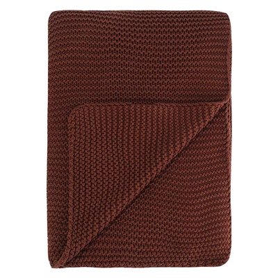 Плед из хлопка жемчужной вязки коричневого цвета из коллекции Essential, 130x180 см