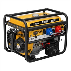 Генератор бензиновый PS 90 ED-3, 9.0 кВт, переключение режима 230 В/400 В, 25 л, электростартер Denzel