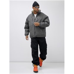 Куртка двухсторонняя мужская молодежная зимняя серого цвета 25308Sr