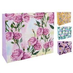 Пакет подарочный 32*26*11 Прекрасные цветы ассорти 4 вида 210г/м2 КОКОС 242417/12/Китай