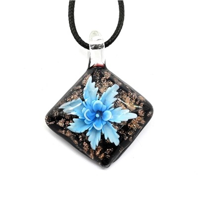 Подвеска Ромб из муранского стекла 35*50мм цв.голубой