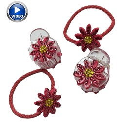 Набор детских аксессуаров для волос (крабик 2 + резинка 2) тип 2