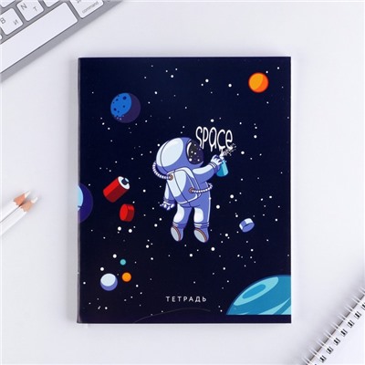 Тетрадь в клетку, 48 л., А5, на скрепке, блок №1 «Космос» МИКС