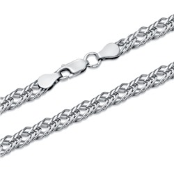 Цепь Ромб тройной с алмазной огранкой родированный