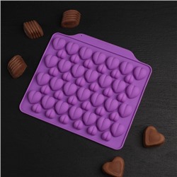 Форма для шоколада Доляна «Море сердец», силикон, 18×15×1 см, 52 ячейки, МИКС