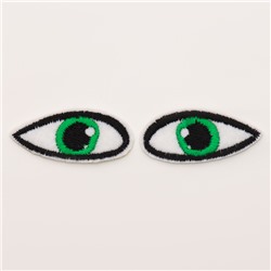 Термонаклейка «Глаза»: правый и левый, 1.4×3.5 см, овальный, цвет зелёный, 100 шт.