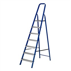 Стремянка, 7 ступеней, стальной профиль, алюминиевые ступени Сибртех