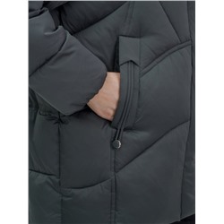 Куртка зимняя женская с мехом и капюшоном тренд темно-зеленого цвета 7656TZ