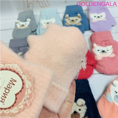 Детские варежки теплые с начесом длина 13 см Арт 1 тип 5