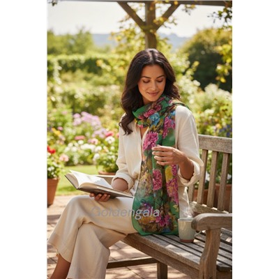 Шарф шифоновый с цветочным принтом Арт 0981/7