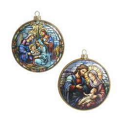 Медальон "Святое семейство" двусторонний, асс. из 2-х (стекло) 10х2,5х11 см