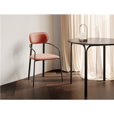 Стул Ror, Round, велюр, черный/темно-красный