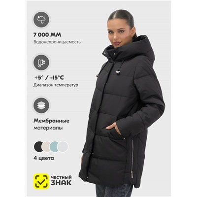 Куртка женская демисезонная с капюшоном черного цвета 1139Ch