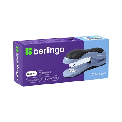 Степлер №24/6, 26/6 Berlingo "Office Soft" до 25л., пластиковый корпус, черный
