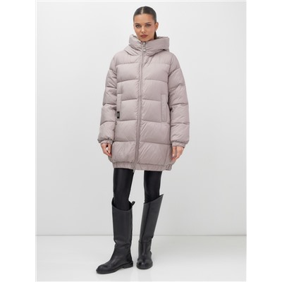 Куртка женская зимняя на резинке большого размера светло-коричневого цвета 7619SK