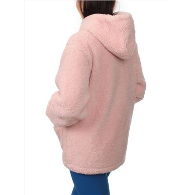 1002 PINK Куртка плюшевая демисезонная (65% хлопок, 35% полиэстер) оверсайз 48-52