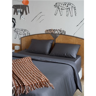 Набор наволочек из премиального сатина темно-серого цвета из коллекции Essential, 50х70 см