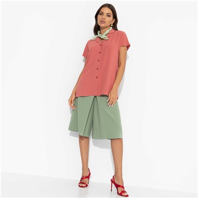 Блуза в мелкую клетку, Стильный автограф (терракотовая)