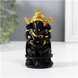 Нэцкэ фигурка полистоун «Ганеша в золотом головном уборе», чёрный, 4.7×4.7×9.7 см