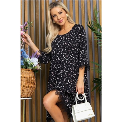 Платье Сибирские кружева (черно-бежевое) П13402-18М