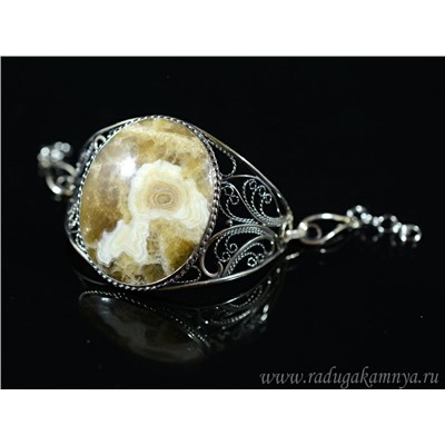 Браслет из оникса медового "Овал", 18,5см.