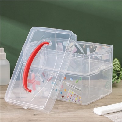 Контейнер универсальный Multi box, 2 секции, с ручкой и декором, МИКС