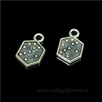 Подвеска шестиугольник 9*15мм, цв.сталь (упаковка 50штук)