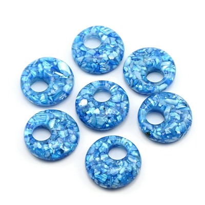 Бусина - бублик для швенз с перламутром 20*5мм цв.голубой, 1шт