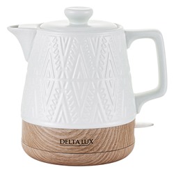 Чайник электрический 1200 Вт, 1 л, корпус из фарфора DELTA LUX DE-1020 белый
