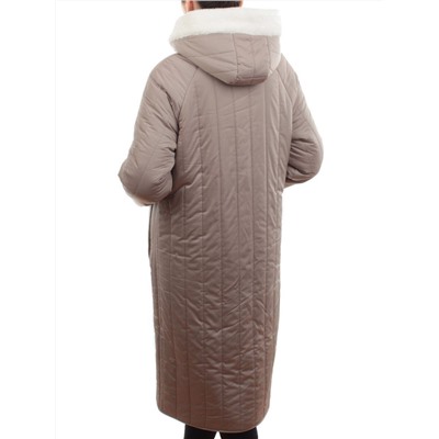 2639 BEIGE Пальто двухстороннее женское еврозима (100 гр. холлофайбер, искусственный мех)