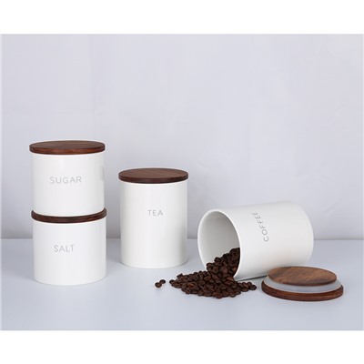 Банка керамическая для хранения чая, 650 мл, белая