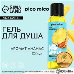 Гель для душа женский Sunny pineapple, 100 мл, аромат ананаса, PICO MICO