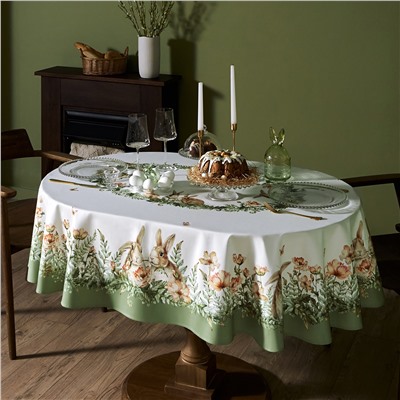 СКАТЕРТЬ ОВАЛЬНАЯ "SENSE", 140Х180СМ, 100% ХЛОПОК,ТВИЛ C ПРОПИТКОЙ