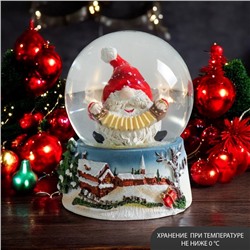 Снежный шар новогодний стеклянный «Дед Мороз - гармонист», полистоун, 7×6.7×8.8 см