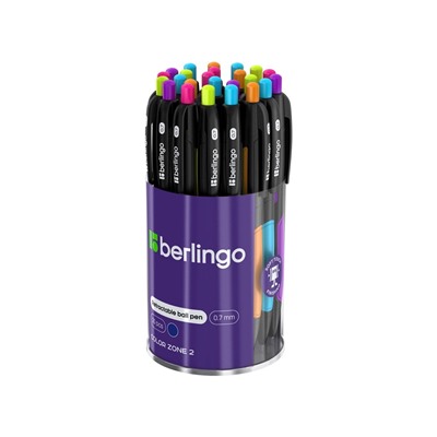 Ручка шариковая автоматическая, Berlingo ColorZone 2, 0.7 мм, синяя, МИКС