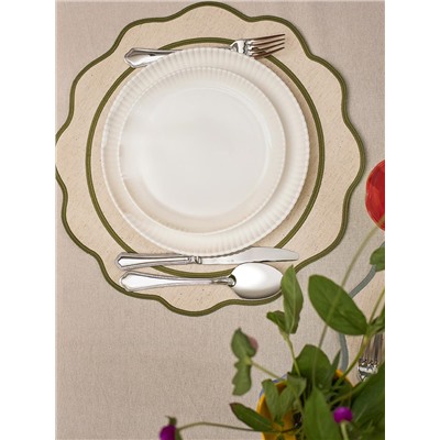 Салфетка под приборы Anemone из коллекции Trendy Ruffles, Ø38 см, оливковый