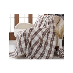 Покрывало Накидка на Диван 180x230 см. 100% Хлопок Koltuk Örtüsü Naturel Min.Kareli Kahve