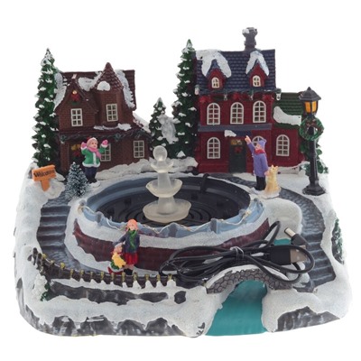 GAEM Фигурка декоративная "Рождество" (4 мелодии, подсвет, движ, фонтан 3xAA н/п, +USB), L26,5 W23 H19 см