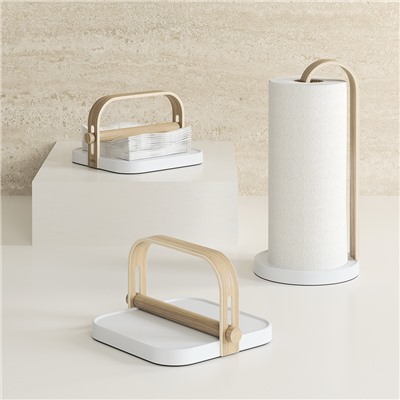 Держатель для бумажных полотенец Bellwood, белый/натуральное дерево