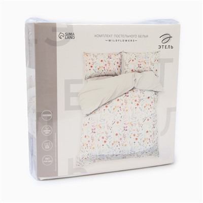 Постельное бельё Этель евро Wildflowers, 200х217см, 220х240см, 50х70см-2 шт, поплин, 125 г/м2