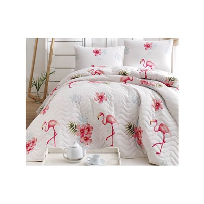 1 сп. Стеганое Покрывало Двустороннее 160x220 см. с Наволочкой 50x70 см. Flamenco Krem