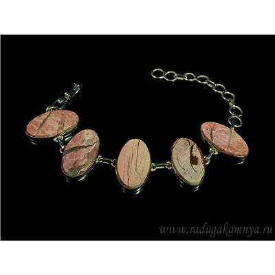 Браслет с яшмой уральской "Овал", 18-19см.
