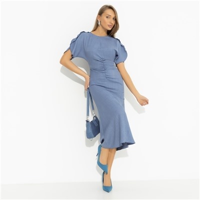 Платье с драпировкой и воланами, Прямое попадание (голубое)