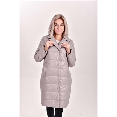 Пальто демисезонное с отложным воротником, цвет-бежевый